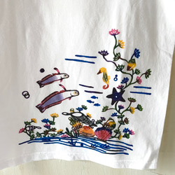 【送料無料】手染め紅型の南の海のTシャツ/ニシキテグリ/レディース 2枚目の画像