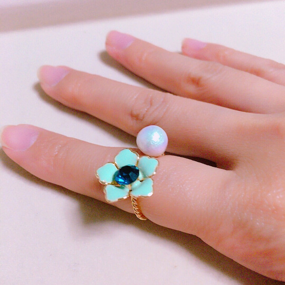 【大人かわいい】botanical flower ring 2枚目の画像