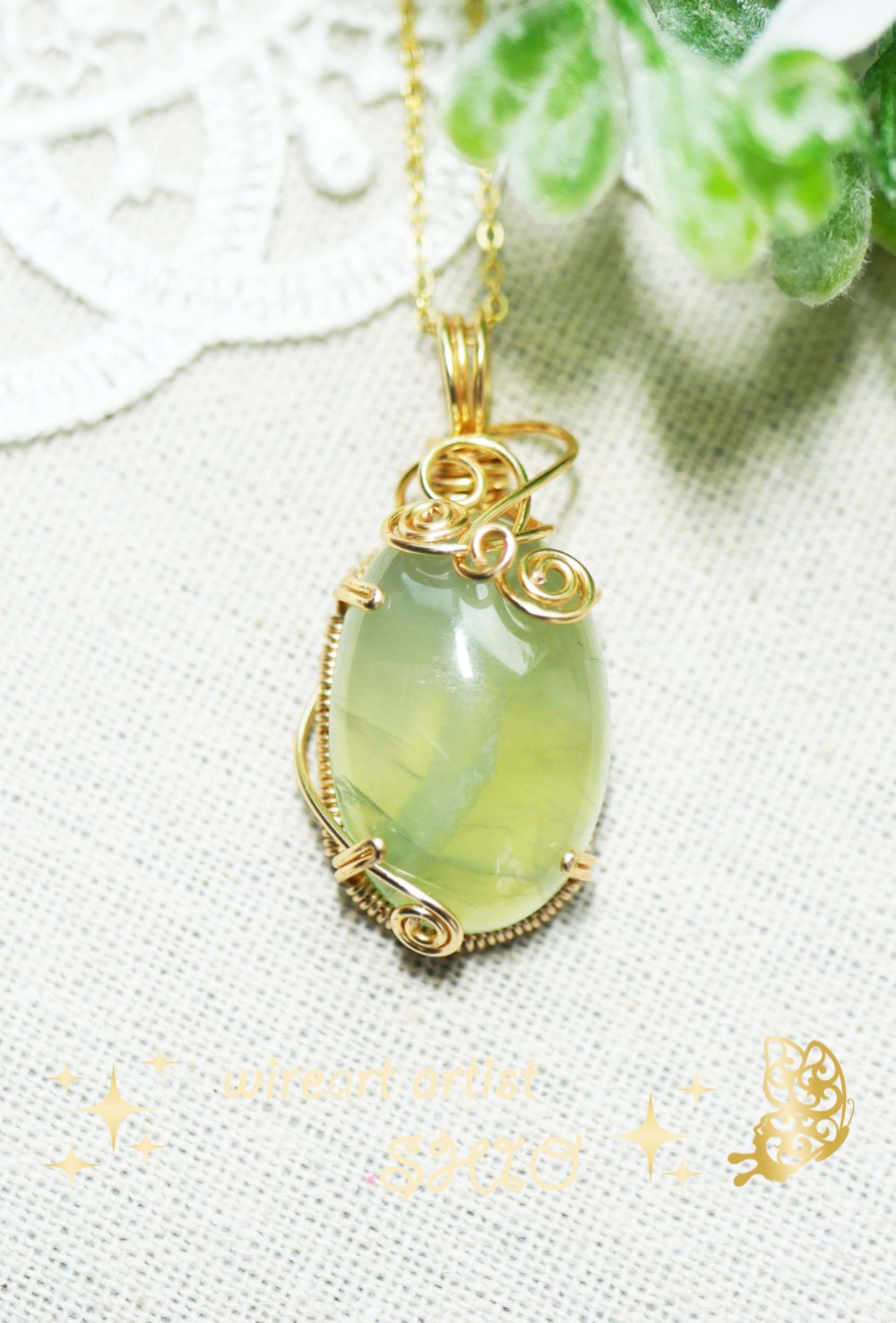 天然石プレナイト ⭐︎ペンダントトップ-H1 - TASHITAGE'S GALLERY