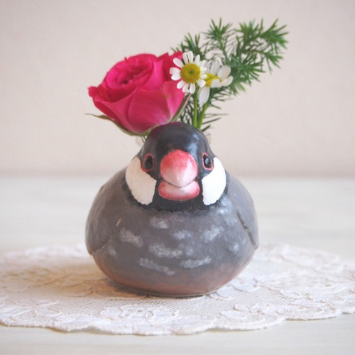 手乗り文鳥の花器(桜文鳥) 一輪挿し・花瓶・花器 Kiraraca｜夏季休業