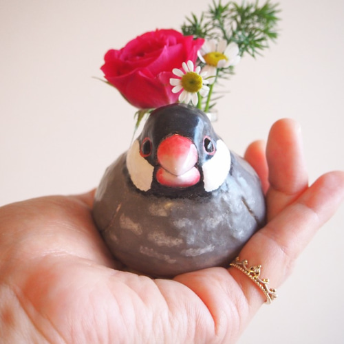 手乗り文鳥の花器(桜文鳥) 一輪挿し・花瓶・花器 Kiraraca｜夏季休業