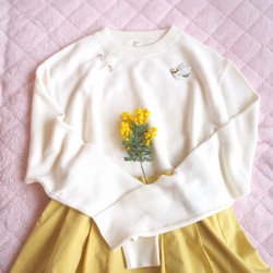 (春限定)おめかしミモザハトのブローチ　 6枚目の画像