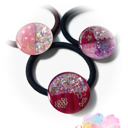 【春】ストライプ　桜のヘアゴム 2枚目の画像