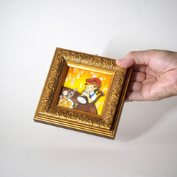 原画「ピノッキオのティータイム」イラスト・水彩画・ペン画・ミニ額入 2枚目の画像