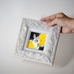 原画「ミモザの花束くれた君」イラスト・水彩画・ペン画・額入 5枚目の画像