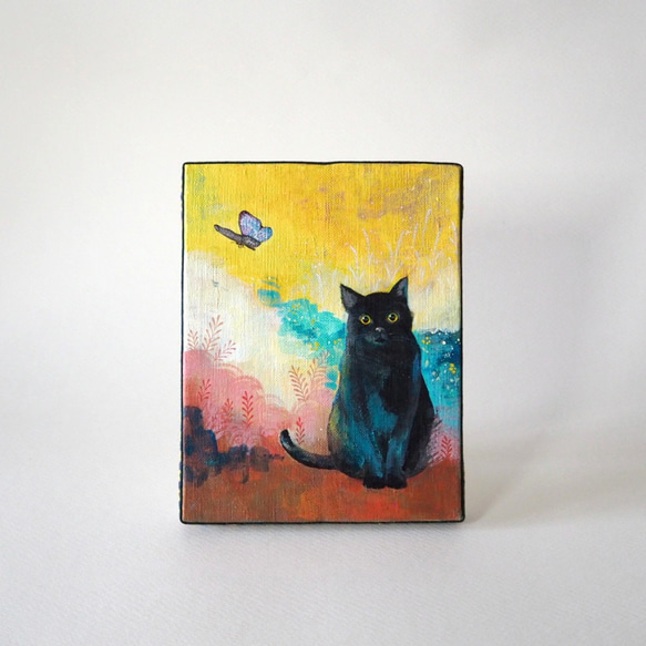 原画》モルフォ蝶と黒猫《キャンバスsizeF0号》 3枚目の画像