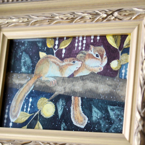 水彩画 原画 栗鼠