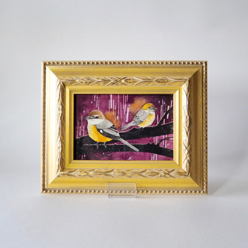 原画「モズ」イラスト・水彩画・ペン画・額入 絵画 マキバドリ 通販