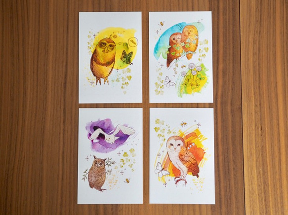 マキバドリの「ふくろう物語」ポストカード４枚セット 6枚目の画像