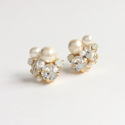 コットンパールビジュー ピアス/イヤリング ピアス（その他） Yu-Co 