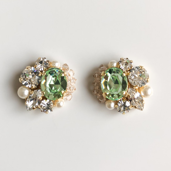 在庫処分 半額 グリーンビジューピアス/イヤリング ピアス（その他） Yu-Co アクセサリー