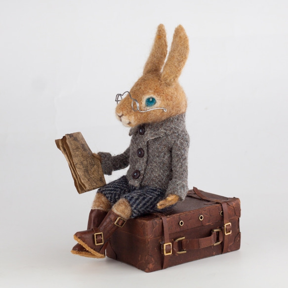羊毛フェルト ウサギ人形 グレー 作家 ウエノミホコさま 【公式通販】