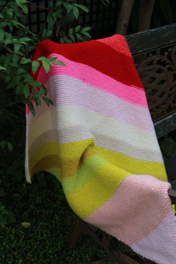 New York・ Purl Sohoの毛糸で編む　ブランケット（ひざかけ） 1枚目の画像