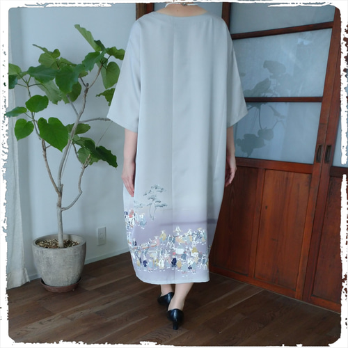 色留袖 留袖ワンピース 着物ワンピース 上質 黒留袖 アクセントカラーカシュクール ワンピース 正絹 上質 着物