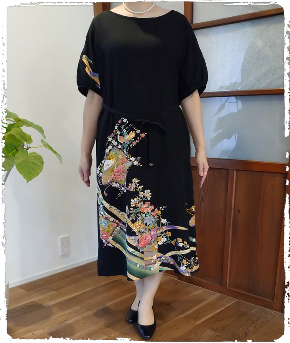新作 2 ドルマン袖 ワンピース フォーマル 卒業式 着物リメイク 着物
