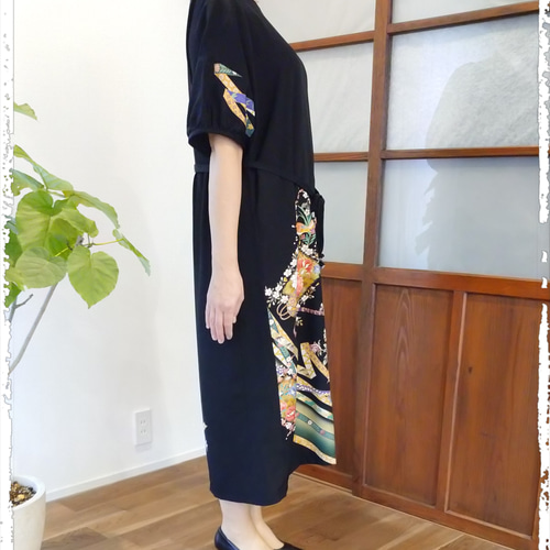 新作 2 ドルマン袖 ワンピース フォーマル 卒業式 着物リメイク 着物