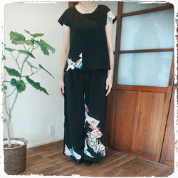 留袖リメイクワンピース❣️着やすい前開き　着丈123 0_d6c323b2c3c498e44300d4c4ebbe