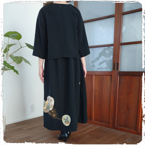 NO102 着物リメイクワンピース　留袖リメイクワンピース　　　作家物 せな様専用 着物リメイクワンピース 留袖ドレス 色留袖 作家物 鳳凰