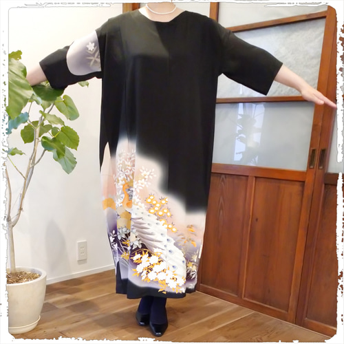 最新作 70 作家物 留袖ワンピース フォーマル 着物リメイク 卒業