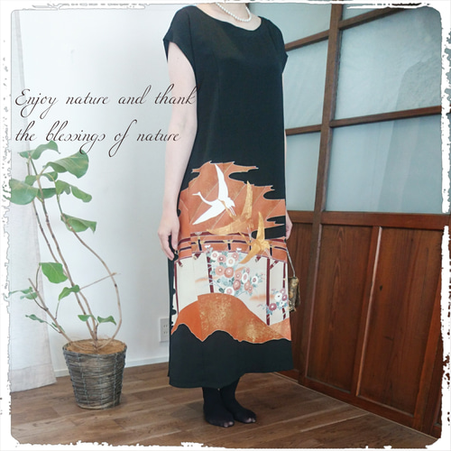 18 たっぷりAラインワンピース 単品 フォーマル 卒業式 入学式 着物  