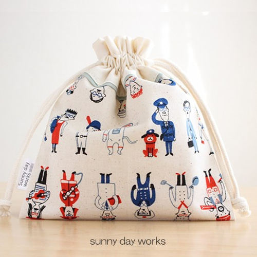 ワークマン柄のミニ 巾着 巾着袋 sunny day works 通販 6548519