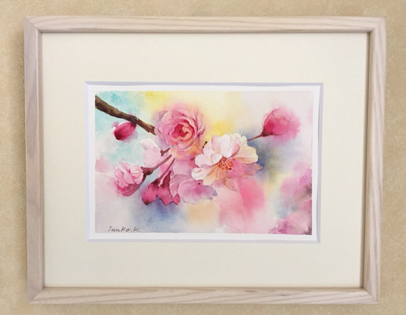 アート 【手描き水彩画 原画】 八重桜 絵画 Junko.K 通販