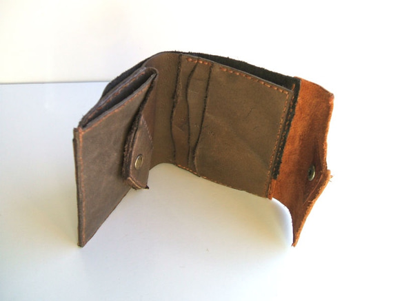 財布　革　half wallet　チャコールグレー×ブラウン　 2枚目の画像