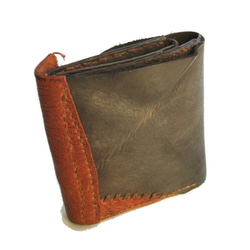 財布　革　half wallet　チャコールグレー×ブラウン　 5枚目の画像