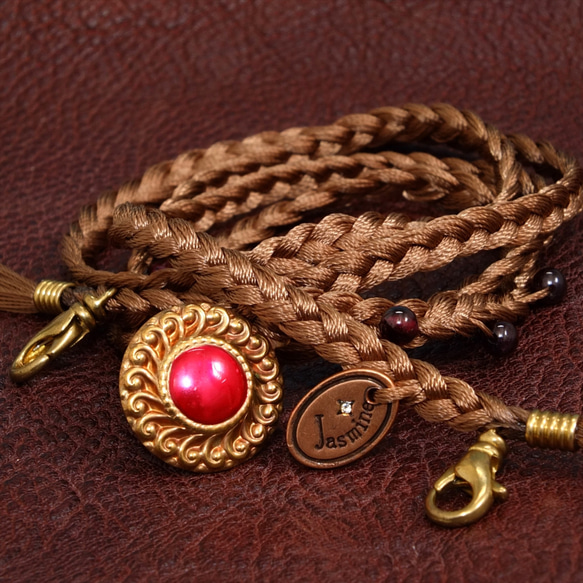 【Jasmine】Antique Charm bracelet シルクのような光沢が上品なチャームブレスレット 1枚目の画像