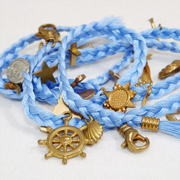 【Jasmine】Antique Charm bracelet シルクのような光沢が上品なチャームブレスレット 1枚目の画像