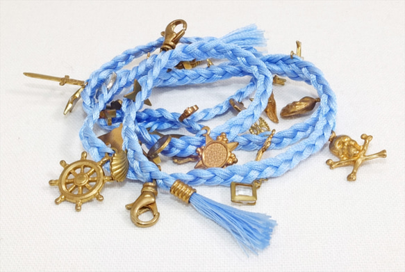 【Jasmine】Antique Charm bracelet シルクのような光沢が上品なチャームブレスレット 4枚目の画像