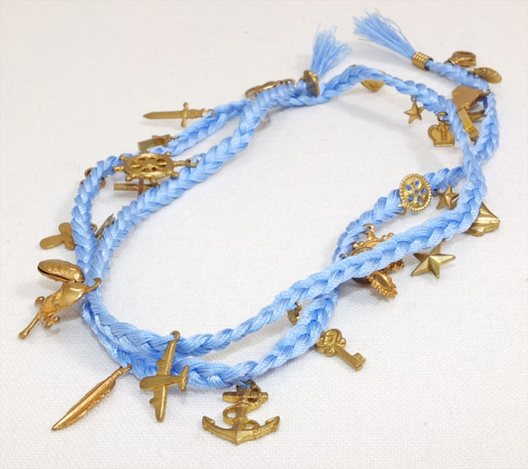 【Jasmine】Antique Charm bracelet シルクのような光沢が上品なチャームブレスレット 5枚目の画像