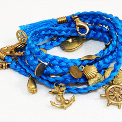 【Jasmine】Antique Charm bracelet シルクのような光沢が上品なチャームブレスレット 2枚目の画像