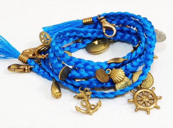 【Jasmine】Antique Charm bracelet シルクのような光沢が上品なチャームブレスレット 2枚目の画像