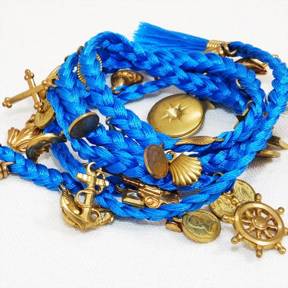【Jasmine】Antique Charm bracelet シルクのような光沢が上品なチャームブレスレット 6枚目の画像