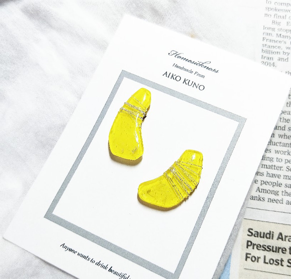 Abstruct earrings/ yellow 1枚目の画像