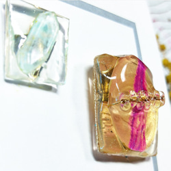 Collage paint earrings/mazenda,aqua,gold 5枚目の画像