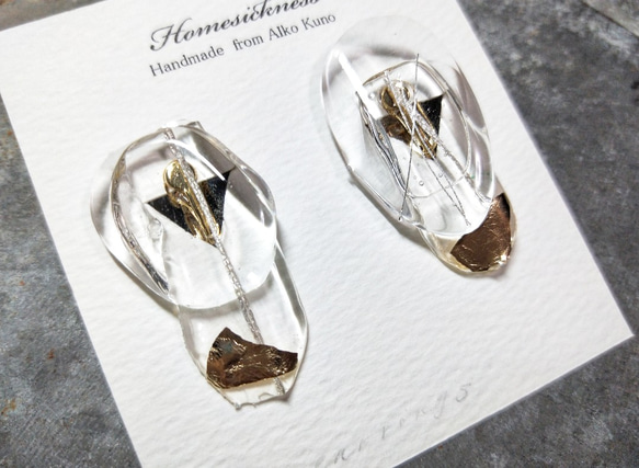 Beautiful water earrings/no.1/silverline +gold 1枚目の画像