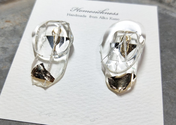 Beautiful water earrings/no.1/silverline +gold 2枚目の画像