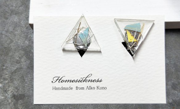 Clear triangle clip earrings01 2枚目の画像