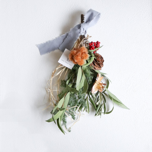 Creema限定☆ドライフラワー人気の2way☆クリスマススワッグ＆しめ縄