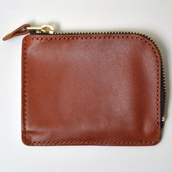 財布 メンズ 薄い財布 栃木レザー 革 ラウンドファスナー ブラウン 名入れ刻印可 送料無料 1枚目の画像