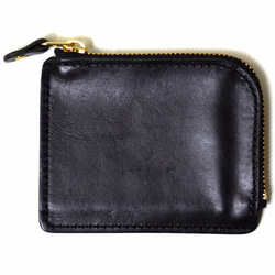 財布 メンズ 薄い財布 栃木レザー 革 ラウンドファスナー ブラック 名入れ刻印可 送料無料 1枚目の画像