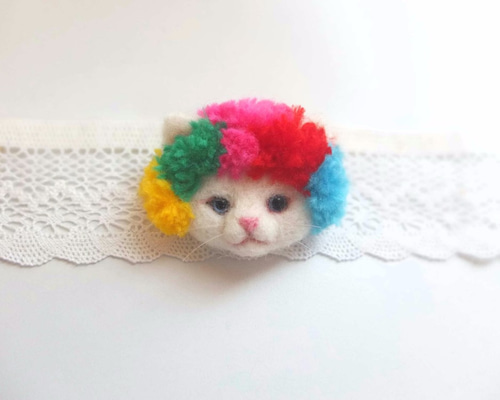 【最終お値下げです】アーティストベア　作家　羊毛フェルト白ネコちゃん　きしあやこ アーティストベア 作家 羊毛フェルト 白ネコちゃん きしあやこ