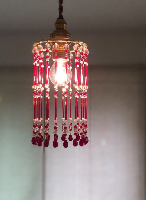 【しょうくん様】lumiere灯〜elegant red〜ビーズランプセット 1枚目の画像