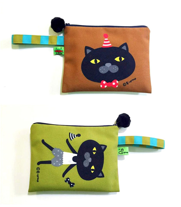 E *グループハンドバッグボックス（チョコレート抹茶）両面デザイン収納バッグユニバーサルバッグハンドバッグコスメティックバッグ猫 1枚目の画像