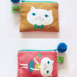 E*group 小方塊包 雙面設計 (草莓焦糖） 零錢包 鑰匙包 卡片包 貓 送禮 禮物 售價＄350 優惠＄299 第4張的照片