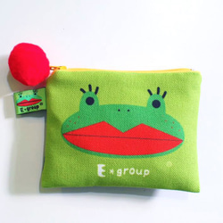 E *グループ小さな正方形の袋両面デザイン（アフロッグブルーグリーン）小銭入れキーバッグカードバッグ猫ギフトギフト販売価格＄ 3 3枚目の画像