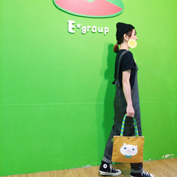 E*group 新款 肩背袋 雙面設計（草莓焦糖） 帆布包 帆布袋 手提袋 貓 青蛙 售價＄780 優惠＄499 第7張的照片