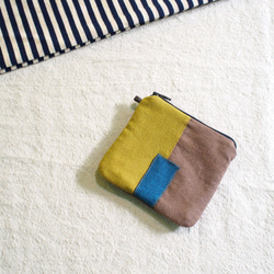 E *グループ正方形のパッチワークカードの財布アースイエローの洗濯布 1枚目の画像